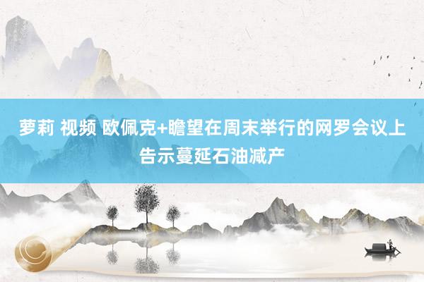 萝莉 视频 欧佩克+瞻望在周末举行的网罗会议上告示蔓延石油减产