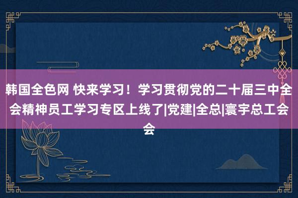 韩国全色网 快来学习！学习贯彻党的二十届三中全会精神员工学习专区上线了|党建|全总|寰宇总工会